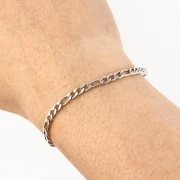 Cadena de eslabones tipo Figaro alternados (1x3) de 3,9 mm - Acero inoxidable 316L, 50 cm
