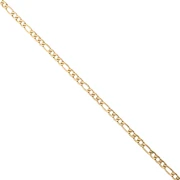 Cadena de eslabones figaro alternados (1x3) de 3,8 mm - Acero inoxidable 316L dorado x 50 cm