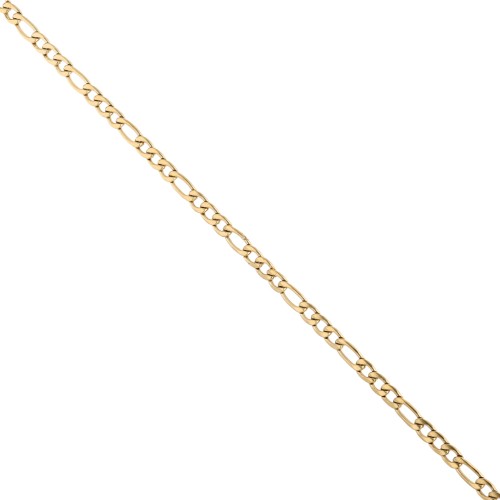 Cadena de eslabones figaro alternados (1x3) de 3,8 mm - Acero inoxidable 316L dorado x 50 cm