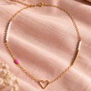 Entrepieza rectangular de 10 x 5 mm con cabujón imitación «Hot Pink Opal», chapado en oro (oro laminado)