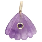 Colgante de concha de 27 x 22 mm con piedra preciosa y óxido de circonio - Amatista x1