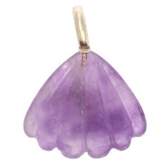 Colgante de concha de 27 x 22 mm con piedra preciosa y óxido de circonio - Amatista x1