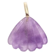 Colgante de concha de 27 x 22 mm con piedra preciosa y óxido de circonio - Amatista x1