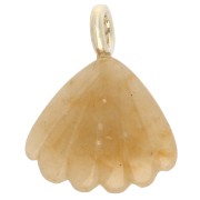 Colgante de concha de 27 x 22 mm con piedra preciosa y óxido de circonio, calcedonia amarilla