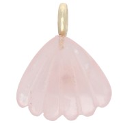 Colgante de concha de 27 x 22 mm con piedra preciosa y óxido de circonio - Cuarzo rosa x1