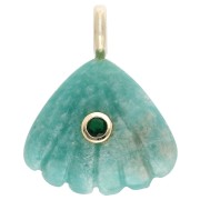 Amazonita - Colgante de concha de 27 x 22 mm con piedra preciosa y óxido de circonio - Amazonita x1 Colgante de concha de 27 x 22 mm con piedra preciosa y óxido de circonio - Amazonita x1