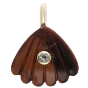 Colgante de concha de 27 x 22 mm con piedra preciosa y óxido de circonio - Ojo de tigre