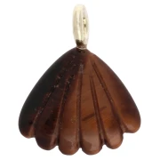 Colgante de concha de 27 x 22 mm con piedra preciosa y óxido de circonio - Ojo de tigre