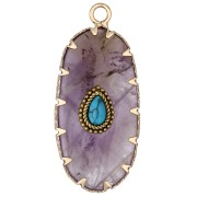 Colgante ovalado de 35 x 16 mm de piedra preciosa e imitación de turquesa - Amatista x1