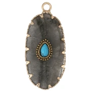 Colgante ovalado de 35 x 16 mm de piedra preciosa e imitación de turquesa - Labradorita x1