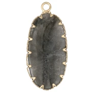 Colgante ovalado de 35 x 16 mm de piedra preciosa e imitación de turquesa - Labradorita x1