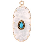 piedra de la luna - Colgante ovalado de 35 x 16 mm de piedra preciosa e imitación de turquesa - Piedra de la Luna Colgante ovalado de 35 x 16 mm de piedra preciosa e imitación de turquesa - Piedra de la Luna