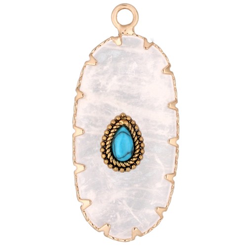 Colgante ovalado de 35 x 16 mm de piedra preciosa e imitación de turquesa - Piedra de la Luna