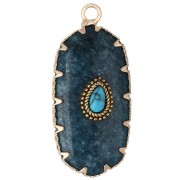 Agate - Colgante ovalado de 35 x 16 mm con piedra preciosa teñida e imitación de turquesa - Ágata azul Colgante ovalado de 35 x 16 mm con piedra preciosa teñida e imitación de turquesa - Ágata azul