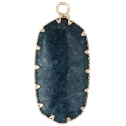 Colgante ovalado de 35 x 16 mm con piedra preciosa teñida e imitación de turquesa - Ágata azul