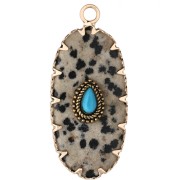 Jaspe - Colgante ovalado de 35 x 16 mm de piedra preciosa e imitación de turquesa - Jape Dalmatien Colgante ovalado de 35 x 16 mm de piedra preciosa e imitación de turquesa - Jape Dalmatien