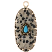 Colgante ovalado de 35 x 16 mm de piedra preciosa e imitación de turquesa - Jape Dalmatien