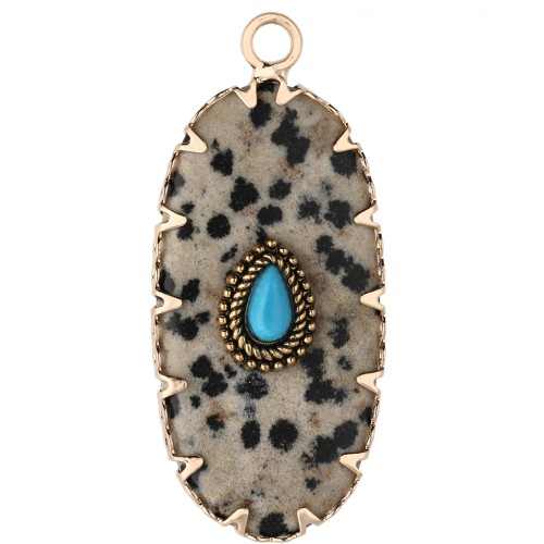 Colgante ovalado de 35 x 16 mm de piedra preciosa e imitación de turquesa - Jape Dalmatien