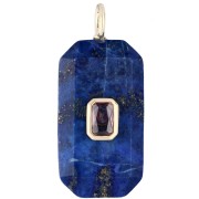 Rosa - Colgante rectangular de 34 x 15 mm con piedra preciosa y circonitas - Lapislázuli - Rosa o violeta Colgante rectangular de 34 x 15 mm con piedra preciosa y circonitas - Lapislázuli - Rosa o violeta