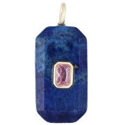 Colgante rectangular de 34 x 15 mm con piedra preciosa y circonitas - Lapislázuli - Rosa o violeta