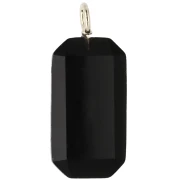 Colgante rectangular de 34 x 15 mm con piedra preciosa y circonitas - Ónix negro - Rosa o violeta