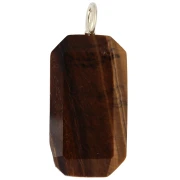 Colgante rectangular de 34 x 15 mm con piedra preciosa y circonitas - Ojo de tigre - Rosa o violeta