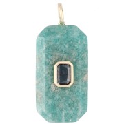 Colgante rectangular de 34 x 15 mm con piedra preciosa y circonitas - Amazonita - Rosa o violeta