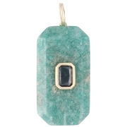 Colgante rectangular de 34 x 15 mm con piedra preciosa y circonitas - Amazonita - Rosa o violeta