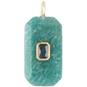 Colgante rectangular de 34 x 15 mm con piedra preciosa y circonitas - Amazonita - Rosa o violeta