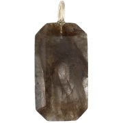 Colgante rectangular de 34 x 15 mm con piedra preciosa y circonitas - Labradorita - Rosa o violeta