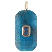 Colgante rectangular de 34 x 15 mm con piedra preciosa y circonitas - Apatita - Rosa o violeta