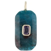 Colgante rectangular de 34 x 15 mm con piedra preciosa y circonitas - Apatita - Rosa o violeta