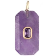 Colgante rectangular de 34 x 15 mm con piedra preciosa y circonitas - Amatista - Rosa o violeta