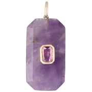 Colgante rectangular de 34 x 15 mm con piedra preciosa y circonitas - Amatista - Rosa o violeta