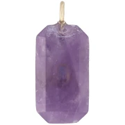 Colgante rectangular de 34 x 15 mm con piedra preciosa y circonitas - Amatista - Rosa o violeta