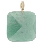 Colgante cuadrado facetado de 33 x 25 mm de piedra preciosa y corazón de circonita (CZ) - Aventurina x1