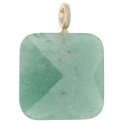 Colgante cuadrado facetado de 33 x 25 mm de piedra preciosa y corazón de circonita (CZ) - Aventurina x1