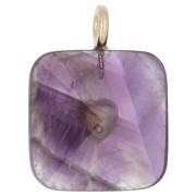 Colgante cuadrado facetado de 33 x 25 mm de piedra preciosa y corazón de circonita - Amatista x1