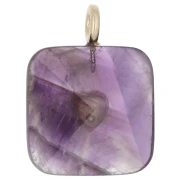 Colgante cuadrado facetado de 33 x 25 mm de piedra preciosa y corazón de circonita - Amatista x1