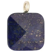 Colgante cuadrado facetado de 33 x 25 mm de piedra preciosa y corazón de circonita (CZ) - Lapislázuli x1