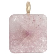 Colgante cuadrado facetado de 33 x 25 mm de piedra preciosa y corazón de circonita - Cuarzo fresa