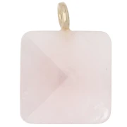 Colgante cuadrado facetado de 33 x 25 mm de piedra preciosa y corazón de circonita - Cuarzo rosa x1