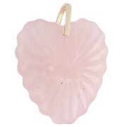 Colgante en forma de corazón de 32 x 30 mm de piedra preciosa y circonitas - Cuarzo rosa x1