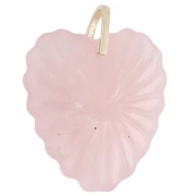 Colgante en forma de corazón de 32 x 30 mm de piedra preciosa y circonitas - Cuarzo rosa x1
