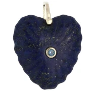 Colgante en forma de corazón de 32 x 30 mm de piedra preciosa y circonita - Lapislázuli x1