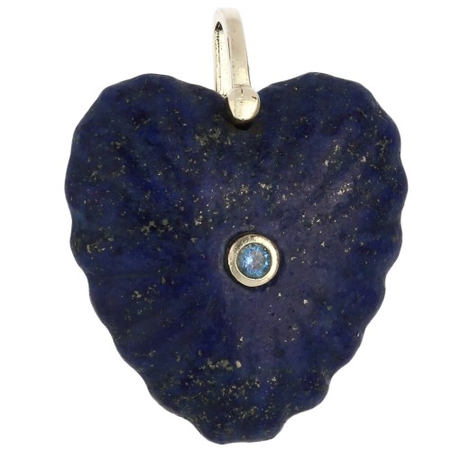 Colgante en forma de corazón de 32 x 30 mm de piedra preciosa y circonita - Lapislázuli x1