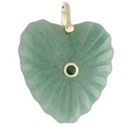 Venturina - Colgante en forma de corazón de 32 x 30 mm de piedra preciosa y circonitas - Aventurina x1 Colgante en forma de corazón de 32 x 30 mm de piedra preciosa y circonitas - Aventurina x1