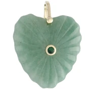 Colgante en forma de corazón de 32 x 30 mm de piedra preciosa y circonitas - Aventurina x1