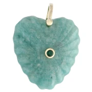 Colgante en forma de corazón de 32 x 30 mm de piedra preciosa y circonitas - Amazonita x1