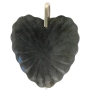 Colgante en forma de corazón de 32 x 30 mm de piedra preciosa y circonitas - Labradorita x1
